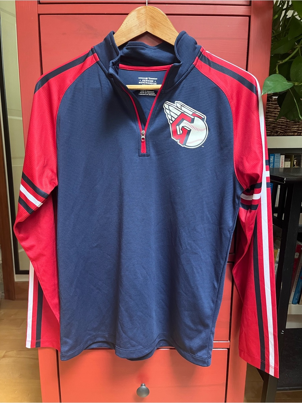 Cleveland Guardians Youth Navy Blue Thirdbase Blocker Long Sleeve Quarter Zip